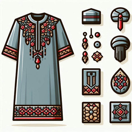 Ukrainian clothing and accessories. Vector illustration of ethnic clothing.のイラスト素材