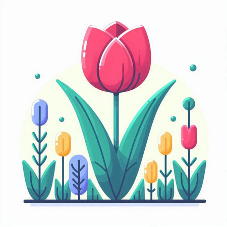 Tulip flower in flat style. Vector illustration for your designのイラスト素材
