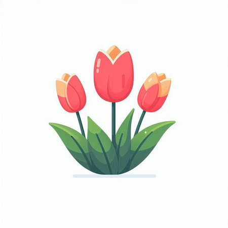Tulip flower isolated on white background. Flat vector illustration.のイラスト素材