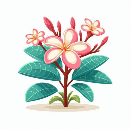 Frangipani flower isolated on white background. Vector illustration.のイラスト素材
