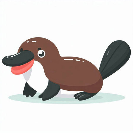 Cute little platypus isolated on white background. Vector illustration.のイラスト素材