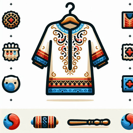 Ukrainian folk costume on a white background. Vector illustration.のイラスト素材