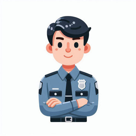 Policeman in uniform. Vector illustration in a flat style.のイラスト素材