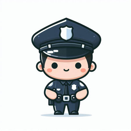 Policeman in uniform. Cute cartoon character. Vector illustration.のイラスト素材