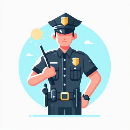 Policeman in uniform. Police officer in uniform. Vector illustration.のイラスト素材
