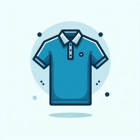 Blue polo shirt icon. Vector illustration. Flat design style.のイラスト素材