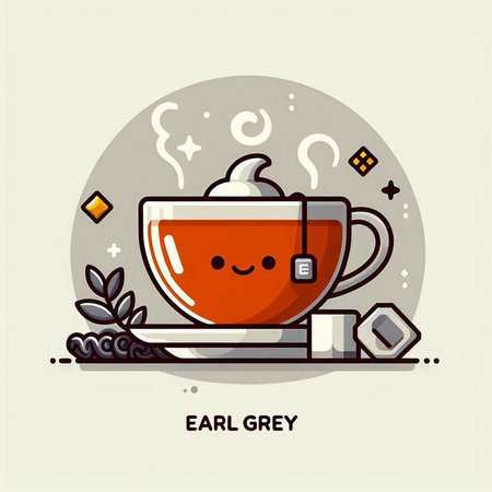 Coffee cup with tea bag in flat style. Vector illustration.のイラスト素材
