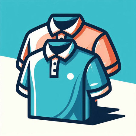 Stylized illustration of a polo shirt on a blue backgroundのイラスト素材