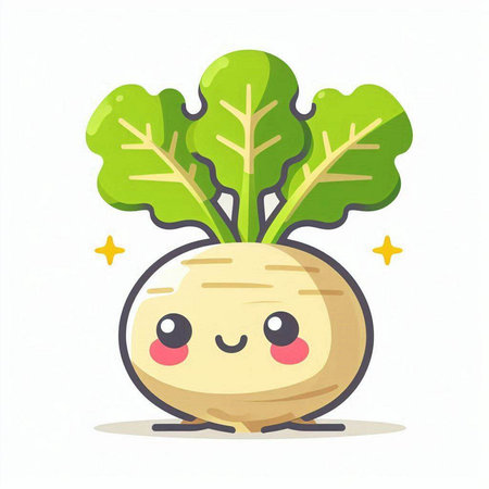 Cute kawaii turnip cartoon character. Vector illustration.vector, icon, symbol, design, illustration, graphic, set, abstract, line, elementのイラスト素材