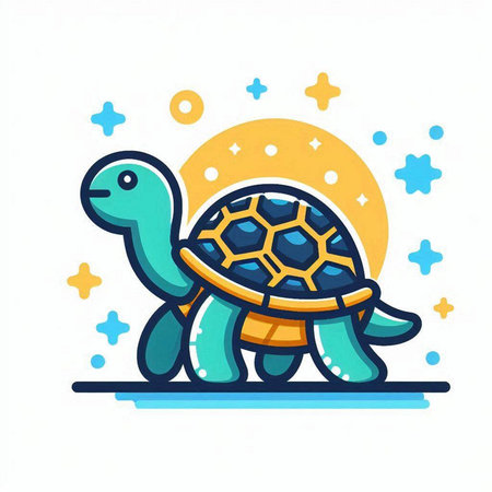 Turtle on a white background. Vector illustration in flat style.のイラスト素材
