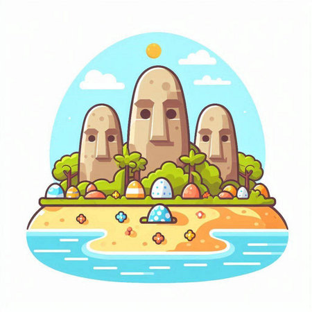 Cartoon landscape with rocks. Vector illustration in a flat style.のイラスト素材