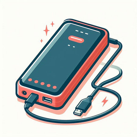 Smartphone charging on a white background. Vector illustration in flat style.のイラスト素材