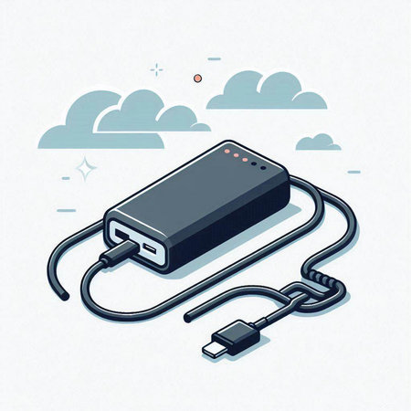 Smartphone charging with USB cable. 3d isometric vector illustration.のイラスト素材