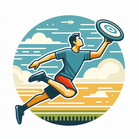 Illustration of a rugby player running with ball in hand set inside circle on isolated background done in retro style.のイラスト素材