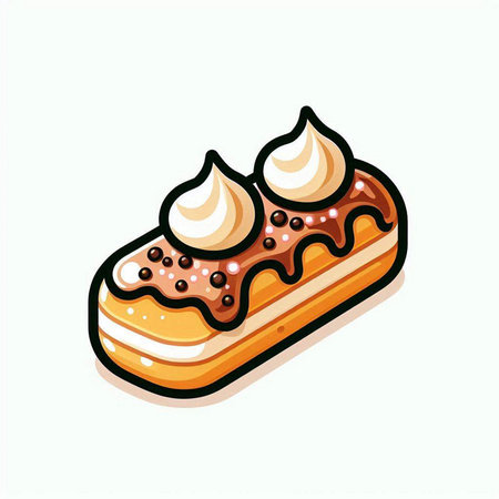 Cake with cream and chocolate on a white background. Vector illustration.のイラスト素材