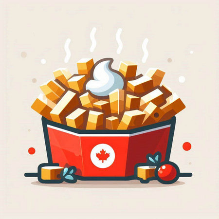 Illustration of a box full of fries. Vector cartoon style.のイラスト素材