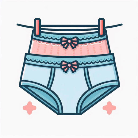 vector illustration of a pair of panties with a bow on a white backgroundのイラスト素材