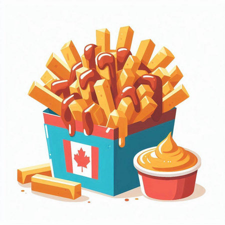 French fries with mayonnaise and mayonnaise. Vector illustration.のイラスト素材