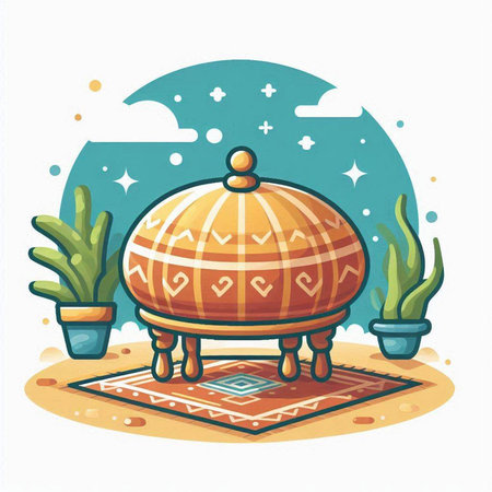 Vector illustration of a decorative element in the form of a round mirror.のイラスト素材