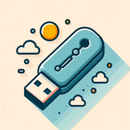 Usb flash drive icon in flat design style. Vector illustration.のイラスト素材