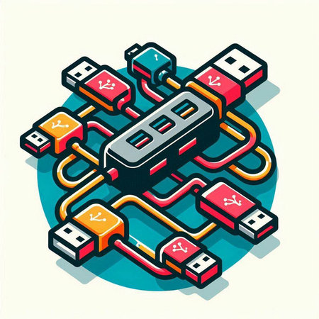 Usb isometric 3d vector illustration on light blue background.のイラスト素材