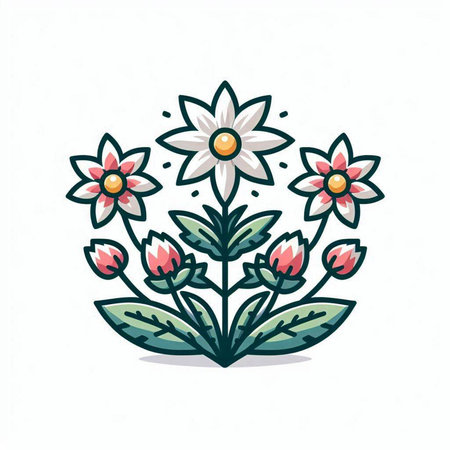 Flower vector icon. Hand drawn illustration of flower vector icon for web designのイラスト素材