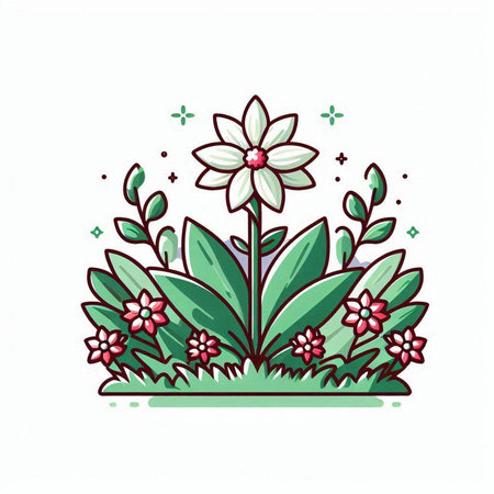 Flower icon in doodle style isolated on white background. Vector illustration.のイラスト素材