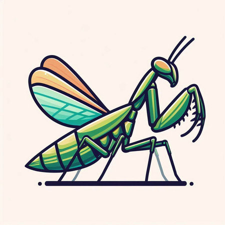 Praying mantis. Vector illustration of a praying mantis.のイラスト素材