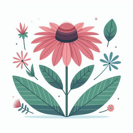 cute flower with leafs and seeds icon vector illustration designiconのイラスト素材