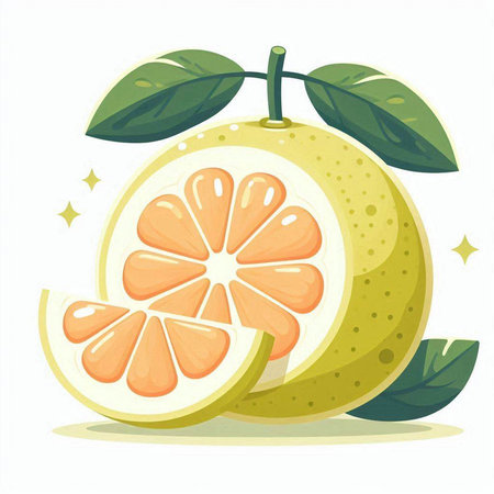 Grapefruit on a white background. Vector illustration in cartoon style.のイラスト素材