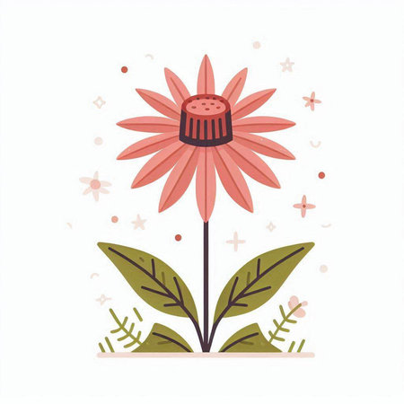 Echinacea flower isolated on white background. Hand drawn vector illustration.のイラスト素材