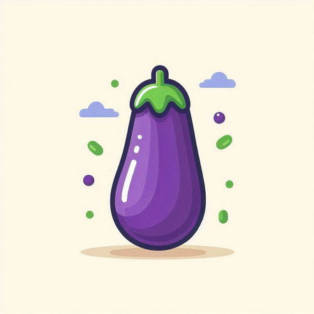 Eggplant icon. Vegetable vector illustration in flat style.のイラスト素材