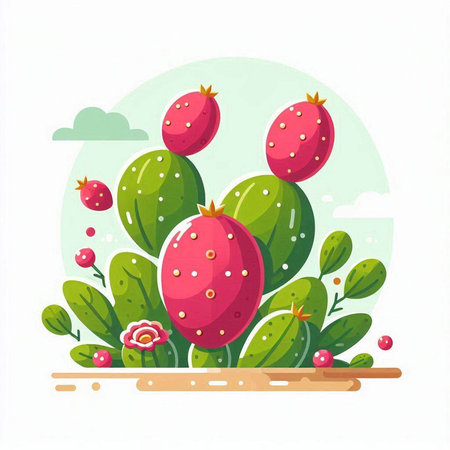 Cactus vector illustration. Prickly pear cactuses.のイラスト素材