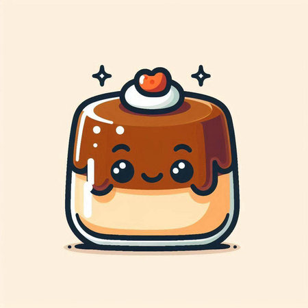 Cute chocolate pudding. Vector flat cartoon character illustration icon design.のイラスト素材