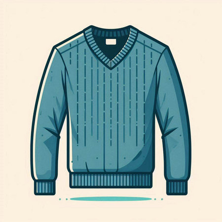 Illustration of a long sleeve sweater on a light blue background.のイラスト素材