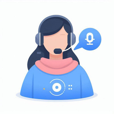 Female operator with headset. Call center, telemarketing concept. Vector illustration in flat styleのイラスト素材