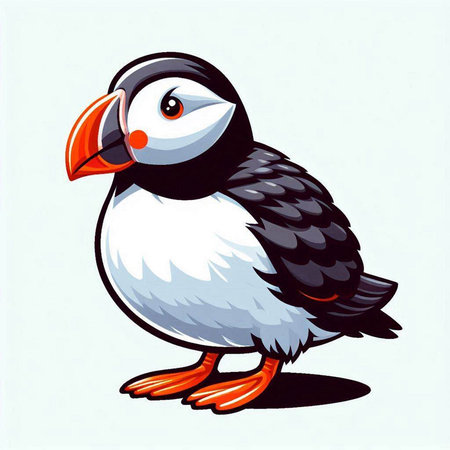 Puffin isolated on white background. Vector illustration in cartoon style.のイラスト素材