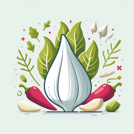 Garlic and chilli vector illustration. Vegetables and spices.のイラスト素材