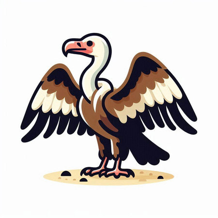 Griffon vulture vector illustration on white background. Vintage style.のイラスト素材