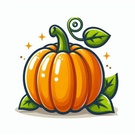 Pumpkin icon isolated on white background. Cute cartoon style vector illustration.のイラスト素材