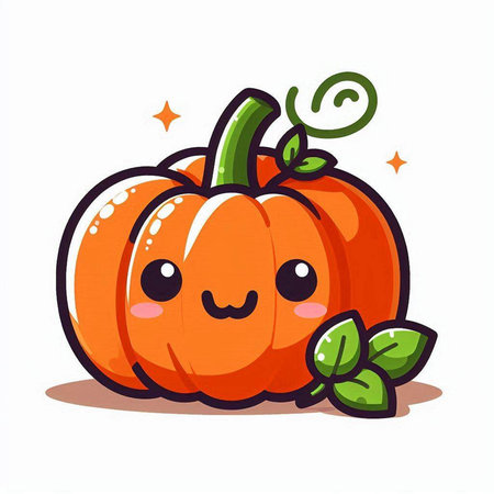 Cute pumpkin character. Vector illustration isolated on white background. Cartoon style.のイラスト素材