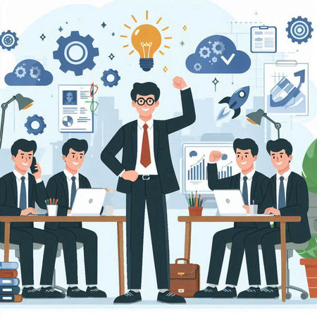 Successful business team. Successful business people. Vector illustration.のイラスト素材