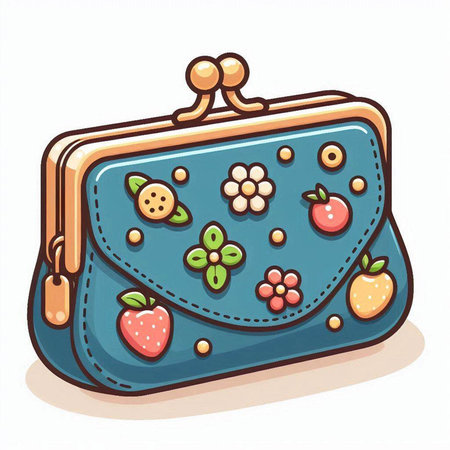 Illustration of a handbag with strawberries on a white background.のイラスト素材
