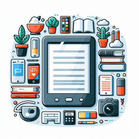 Vector illustration in the form of a flat design of a tablet with a place for text.のイラスト素材