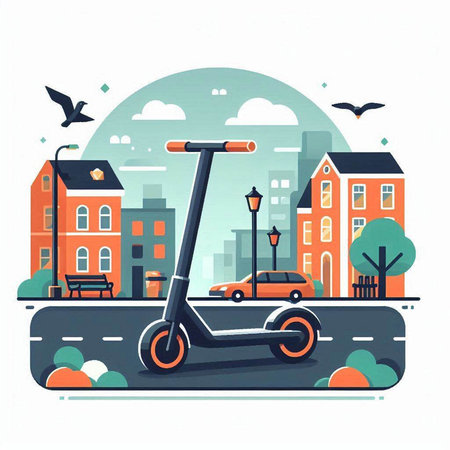 City scooter. Urban transport. Vector illustration in flat style.のイラスト素材