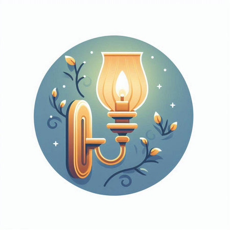 Lantern in the form of a circle with floral ornament. Vector illustration.のイラスト素材