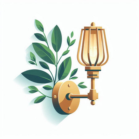 Lantern with leaves. Vector illustration of a decorative element.のイラスト素材