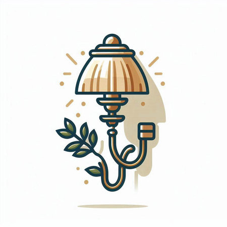 Lamp icon, vector illustration. Flat design style with shadow.のイラスト素材