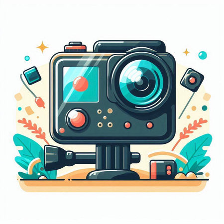 Retro camera on a white background. Vector illustration in flat style.のイラスト素材