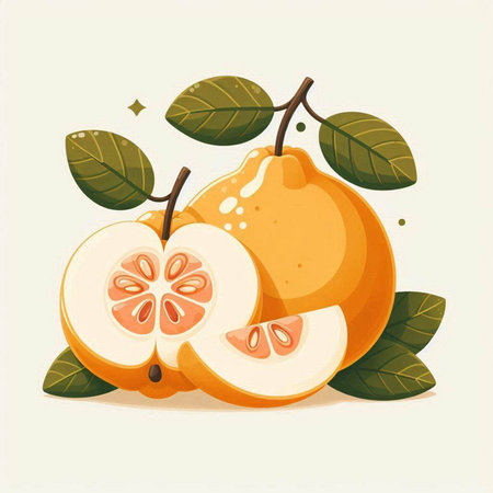 Illustration of fresh whole and half pomelo fruit with leavesのイラスト素材